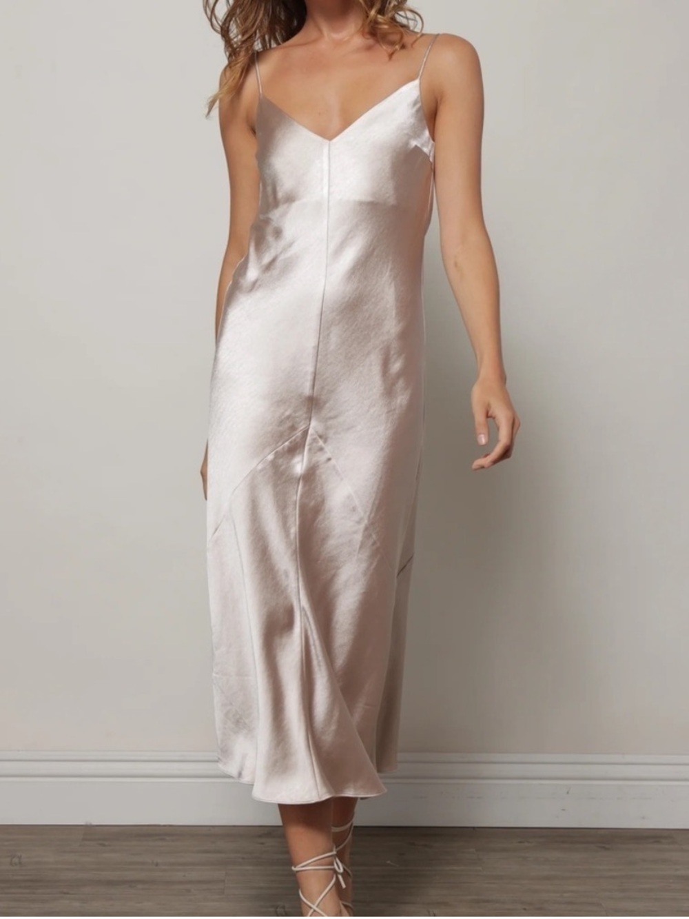 NWT Line & Dot Silk-Feel Slip Dress in Champagne Wedding Bridesmaid